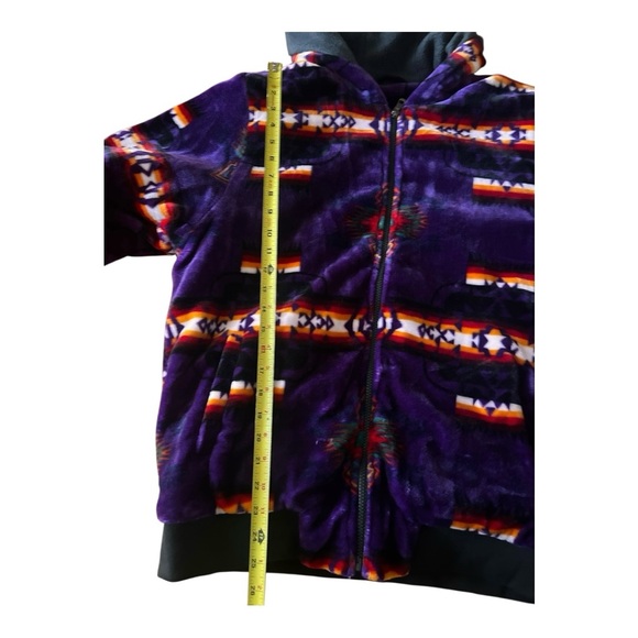 Aztec plush blanket zip up jacket purple SW print Size L/XL - Picture 6 of 12